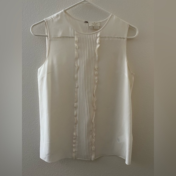 kate spade Tops - Kate Spade 100% Silk Ivory Sleeveless Blouse Ruffle Detail Size 2